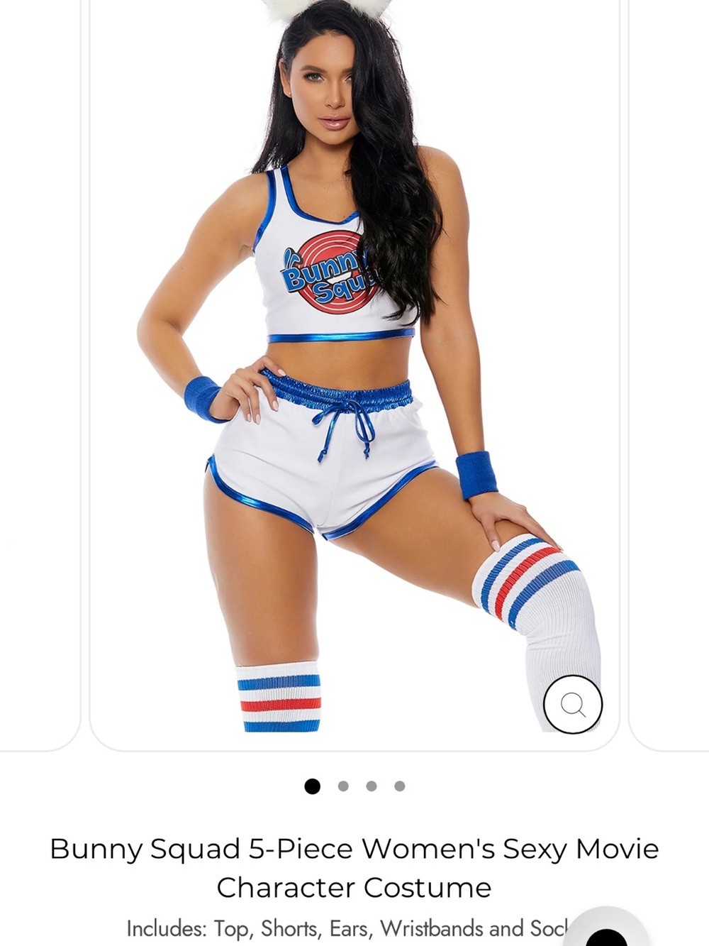 Forplay Bunny Squad White and Blue Crop Top & Shorts Set